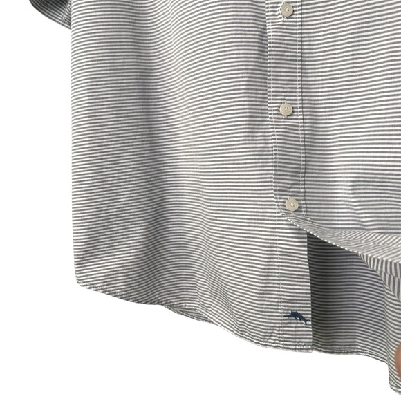 Tommy Bahama Men’s XXL Cotton White & Blue Striped Button Down Short Sleeve - Picture 4 of 6